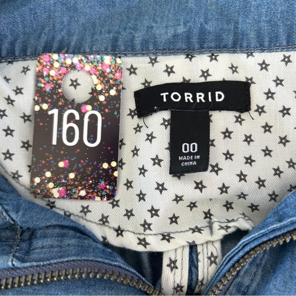 4/$20 Torrid 00 Chambray Hooded Utility Anorak Jacket Zip Front M L 10 - Picture 5 of 6